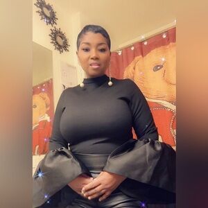 Fashion Nova Black Flare Sleeve Blouse